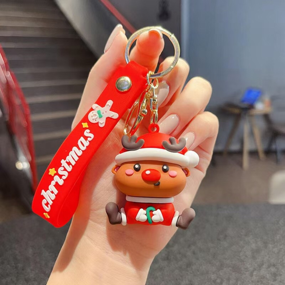 Cute Red Reindeer Christmas Keychain
